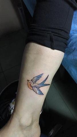 小腿小清新燕子纹身图案已完成视频